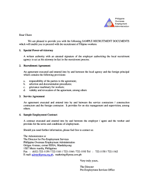 Special Power of Attorney for Filipino Worker Recruitment