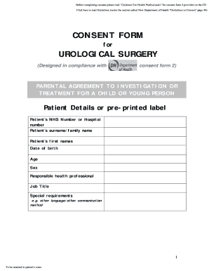 Parental Consent Form for Urological Surgery