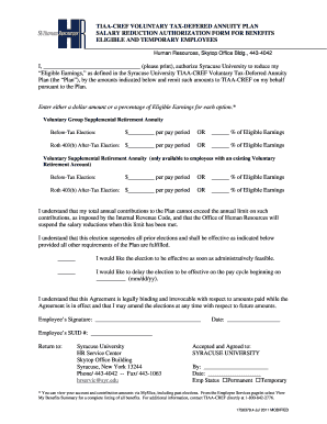 Syracuse University TIAA-CREF Voluntary Tax-Deferred Annuity Plan Form