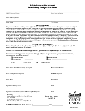 Joint Account Owner and Beneficiary Designation Form