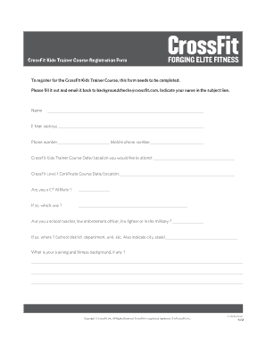 CrossFit Kids Trainer Course Registration Form