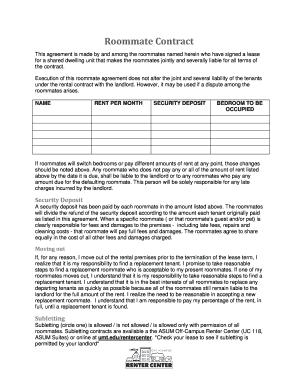 Roommate Contract Agreement