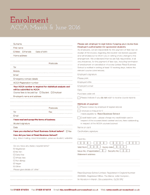 ACCA Course Enrollment Form