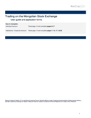 Mongolian Stock Exchange Account Application