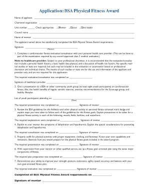 Fitness assessment form pdf - Ap plicat ion BSA Physical Fitness Award - Five Rivers - fiverivers