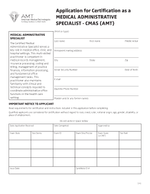 Application for Certification as a Medical Administrative Specialist