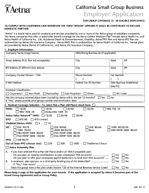 California Small Group Business Employer Application