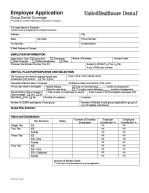 Employer Application for Group Dental Coverage