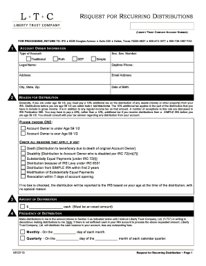 Request for Recurring IRA Distribution Form