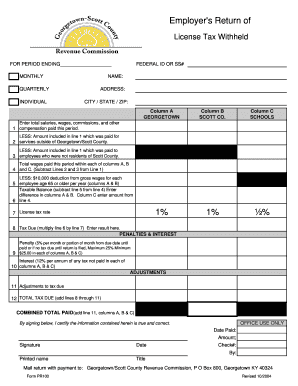 Employer's License Tax Withholding Return