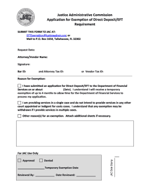 Florida Direct Deposit Exemption Application