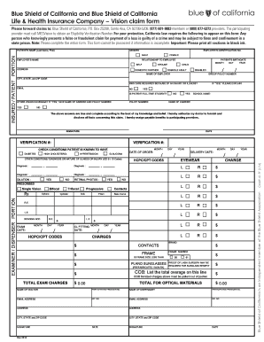 Blue Shield of California Vision Claim Form