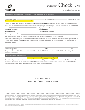 Electronic Debit Payment Authorization Form