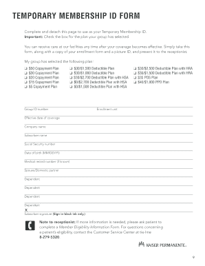 Temporary Membership ID Form