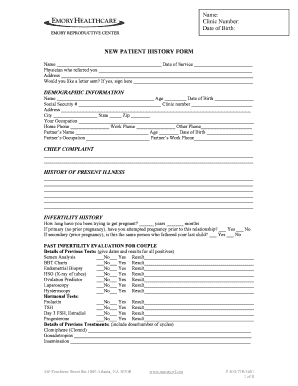 New Patient History Form