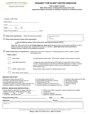 Request for Sleep Center Services