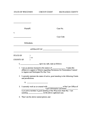 Affidavit of Permission for Nonresident Counsel