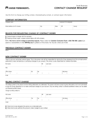 Small Business Contact Change Request Form