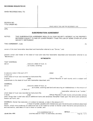 California Subordination Agreement