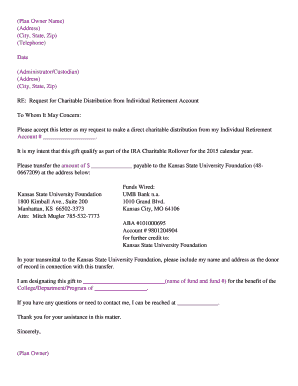 IRA Charitable Rollover Request