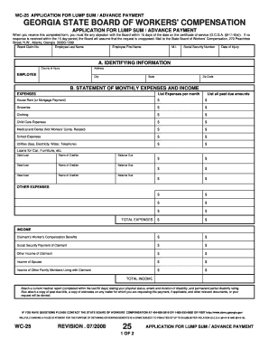 Georgia Workers' Compensation Lump Sum Advance Payment Application