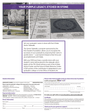 K-State Senior Sidewalk Engraving Form