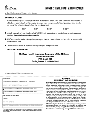 Monthly Bank Draft Authorization