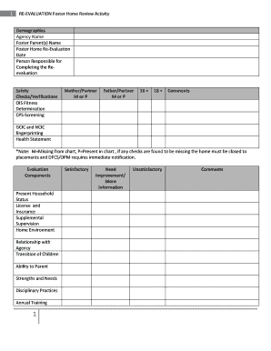 Foster Home Re-Evaluation Form