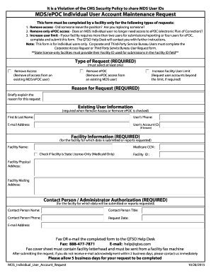 MDS Individual User Account Request Form
