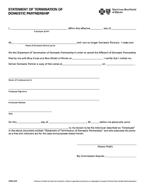 Statement of Termination of Domestic Partnership