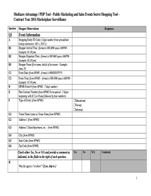Medicare Advantage PDP Tool - Public Marketing and Sales Events Secret Shopping Tool