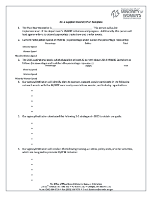 2015 Supplier Diversity Plan Template