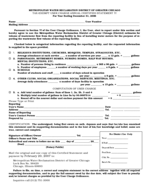 Tax-Exempt User Charge Annual Certified Statement