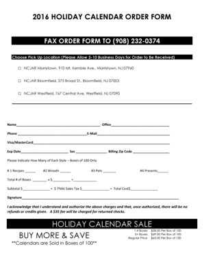 HOLIDAY CALENDAR SALE - NCJAR