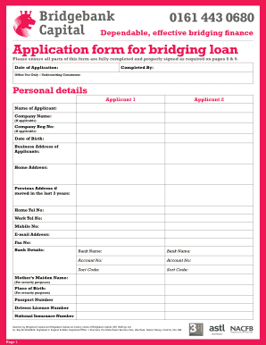 Bridging Loan Application Form