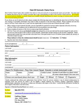 Out-of-Network Vision Claim Form