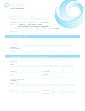 Secured Pension Loan Application Form