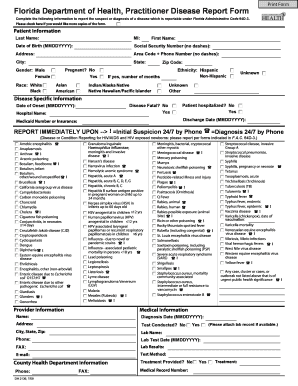 Florida Practitioner Disease Report Form