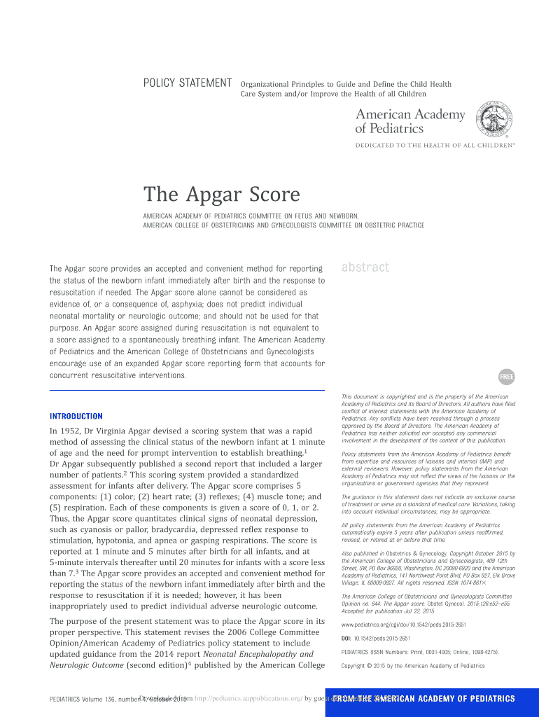 Fillable Online The Apgar Score Fax Email Print - pdfFiller