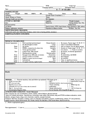 NURSING INTAKE INTERVAL HISTORY GROWTHSCHOOL PROGRESS