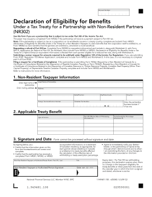Declaration of Eligibility for Benefits Under a Tax Treaty for a Partnership with Non-Resident Partners