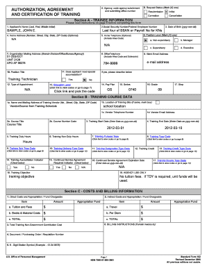 US Federal Employee Training Authorization Form