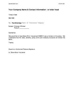 Change of Broker Notice