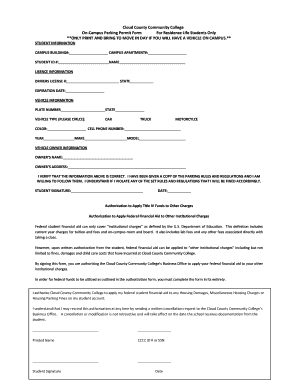 Cloud County Community College On-Campus Parking Permit Form