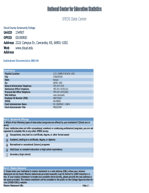 IPEDS Data Center Educational Offerings Form