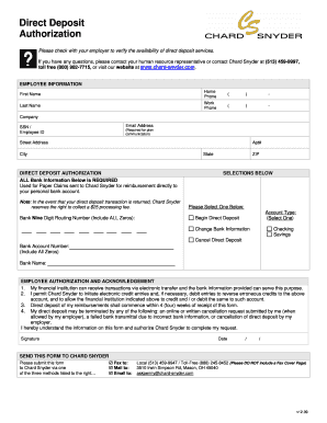 Direct Deposit Authorization Form