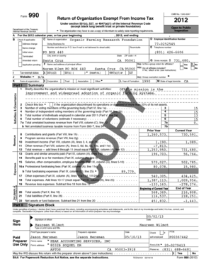 Form 990 Return of Organization Exempt From Income Tax 2012