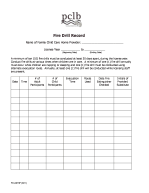 Fire Drill Record Form
