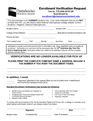 Enrollment Verification Request Form