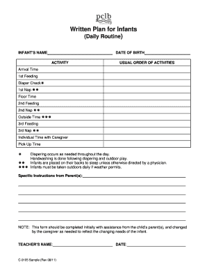 Infant Daily Routine Plan